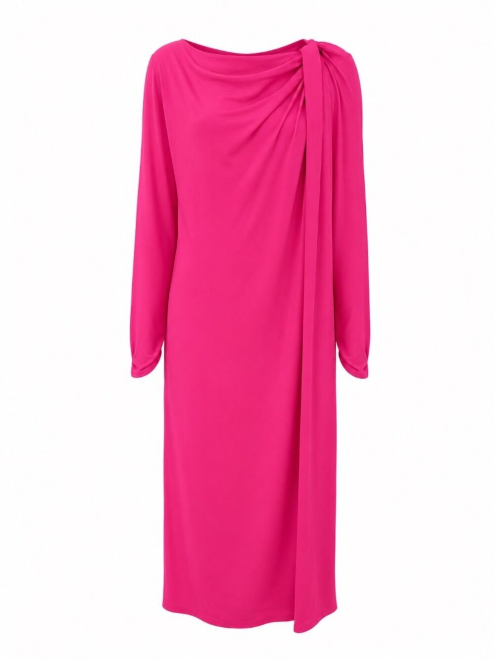 Simona Corsellini Pink Draped Long Sleeve Double-Slit Midi Dress Size 8 US